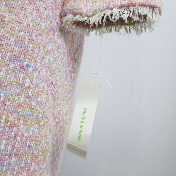 NWT Supply & Demand Pink Rainbow Pastel Bouclé Coat Made in USA of French Fabric - Picture 14 of 16